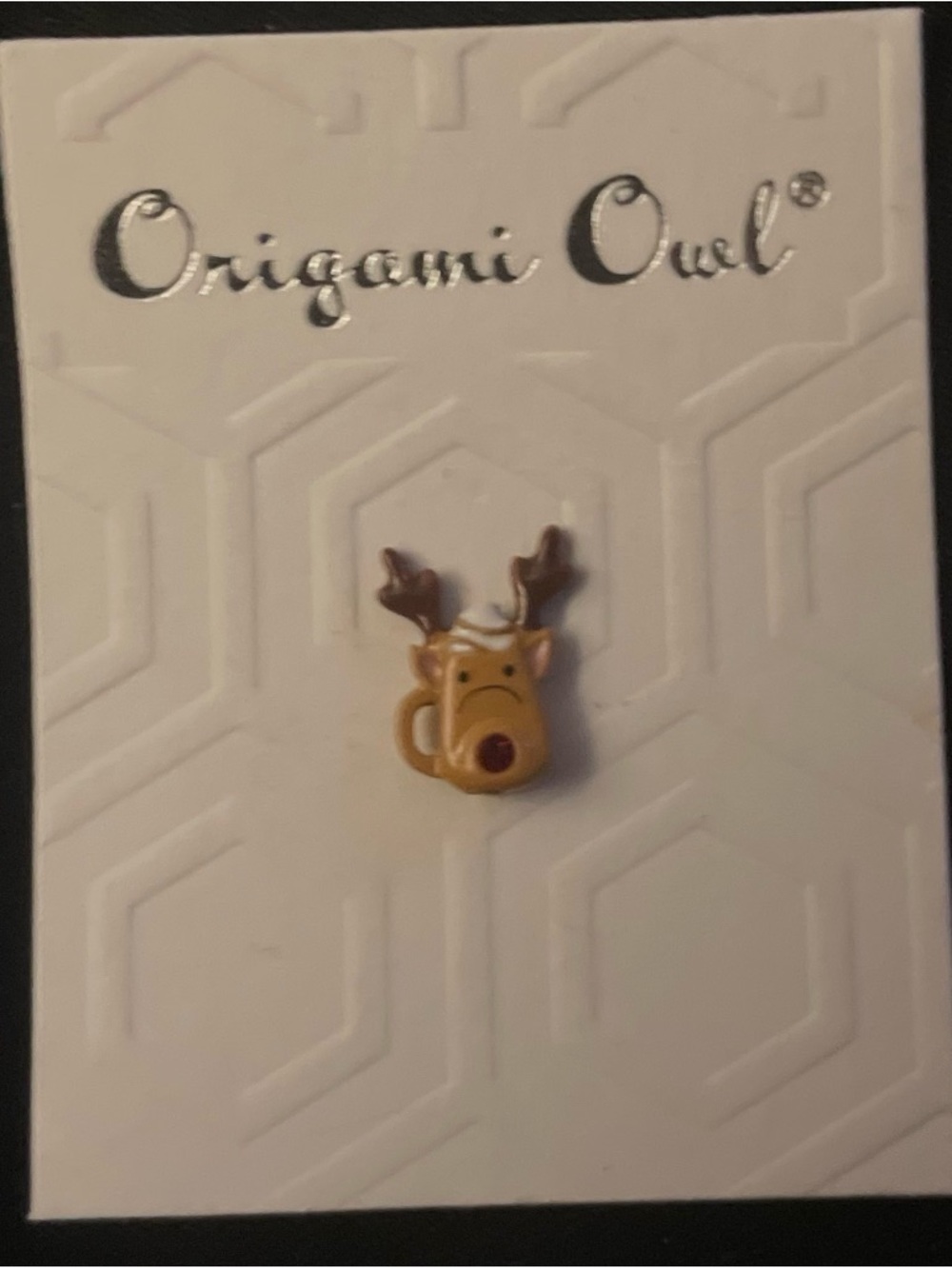 Origami Owl Tan Reindeer Enamel Charm with Brown Antlers and Red Nose